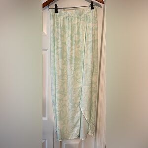 Jacara Hawaii Women’s Green White Tropical Swim Coverup Skirt Pareo NWT M #1975